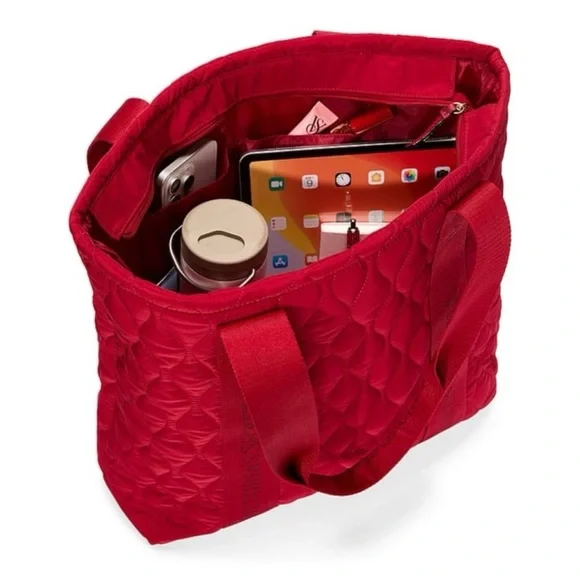 Victoria's Secret Bold Red Quilted Tote Gym Bag - Picture 2 of 4
